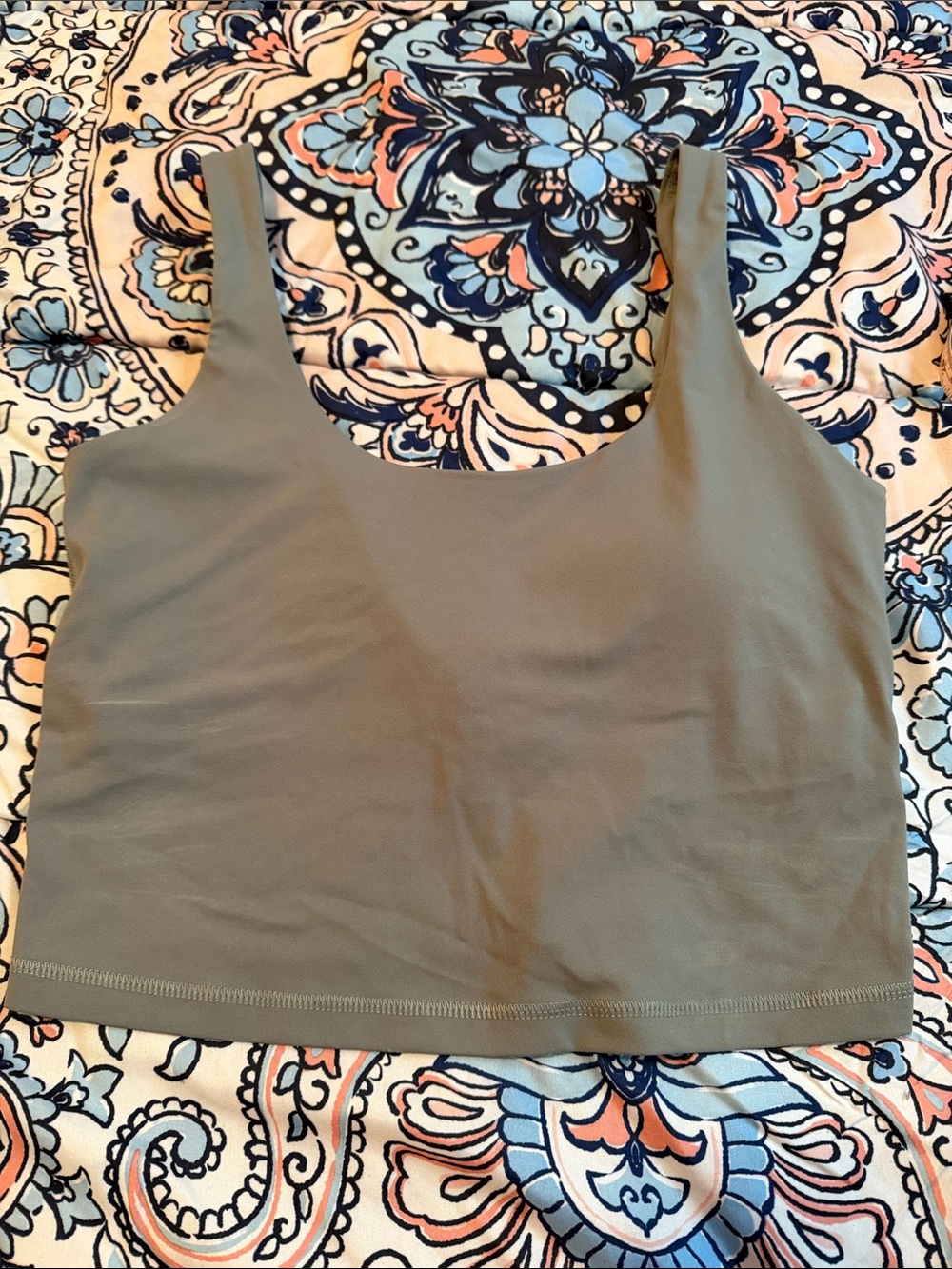 Avia Olive Scoop Neck Crop Tank Top